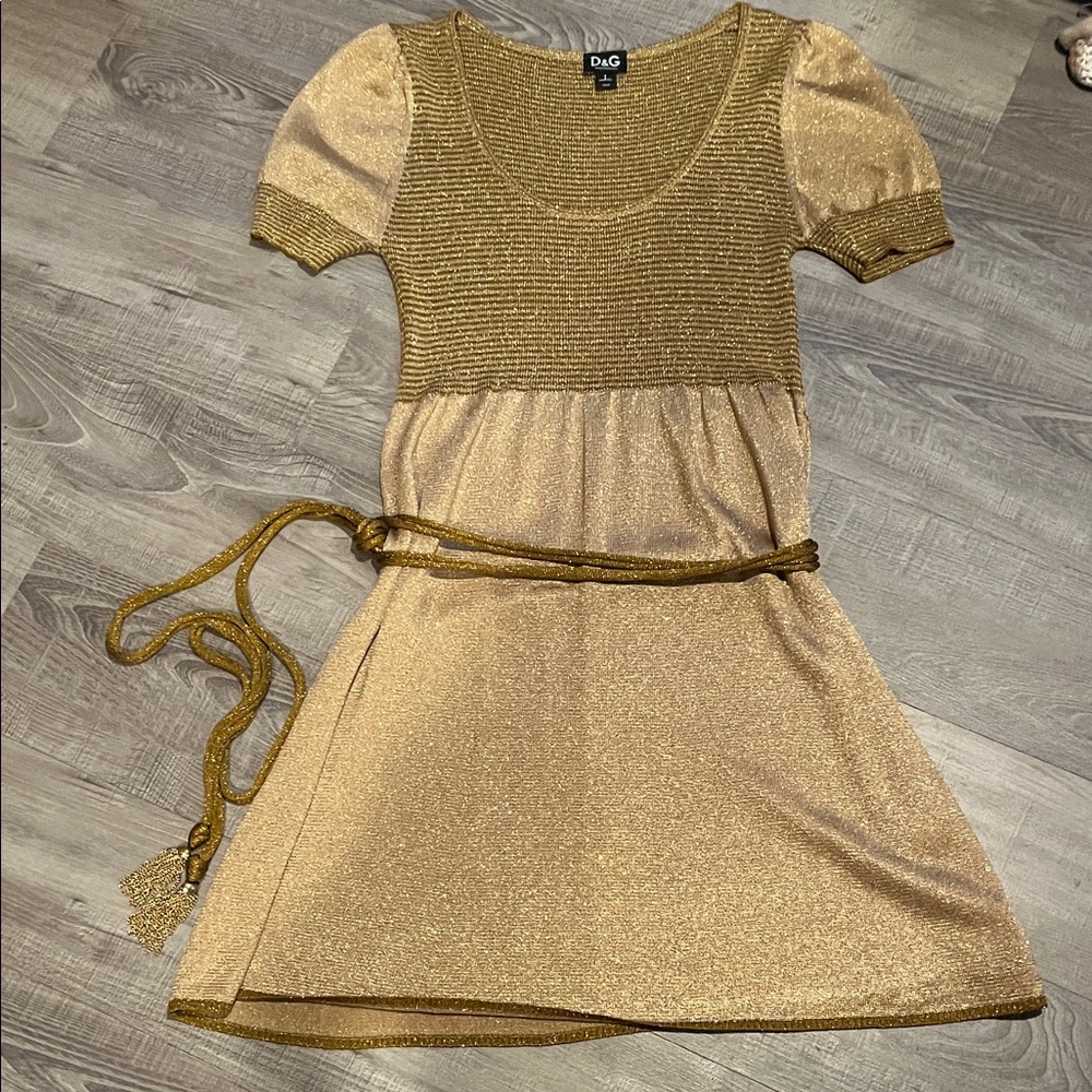 D&G Shimmering Gold Dress with Belt